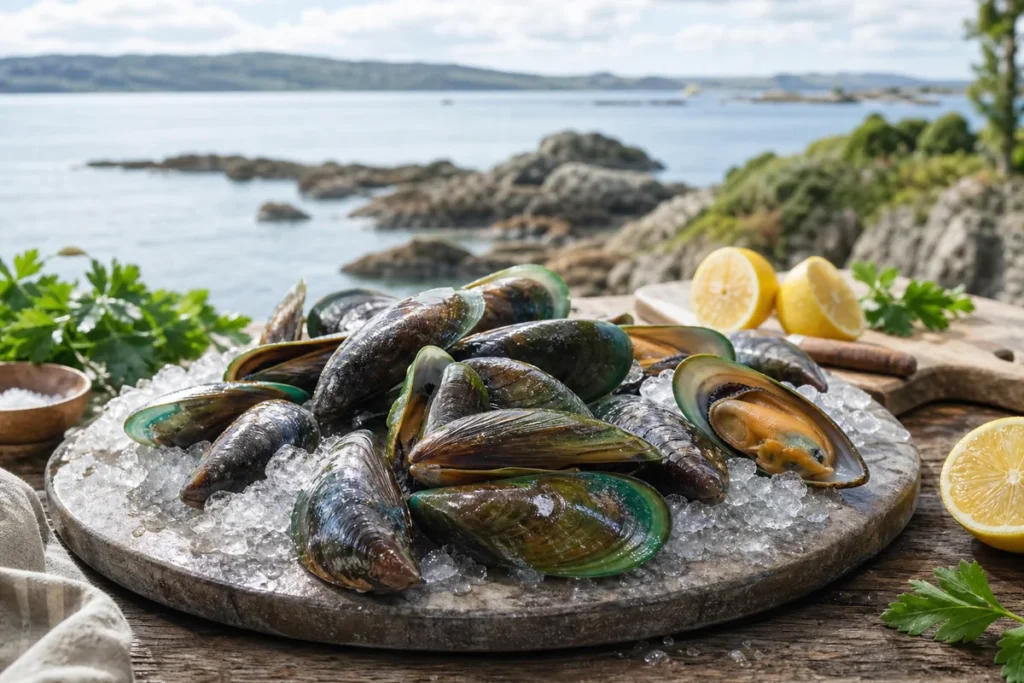 New Zealand green-lipped mussels on the half shell, from the ThrivingKiwi joint supplement guide.