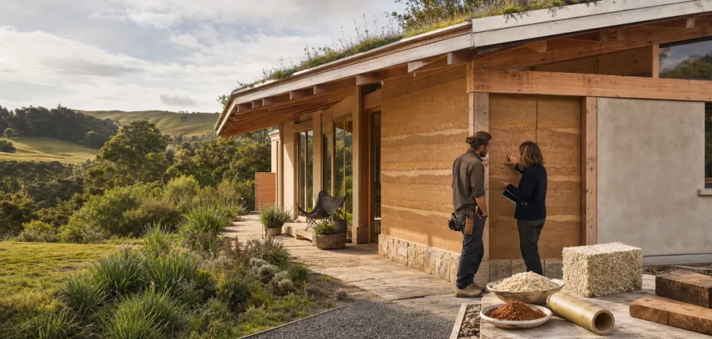 Hempcrete, earth, bamboo and recycled products used in sustainable New Zealand construction