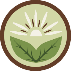 ThrivingKiwi logo — rising sun over green leaves